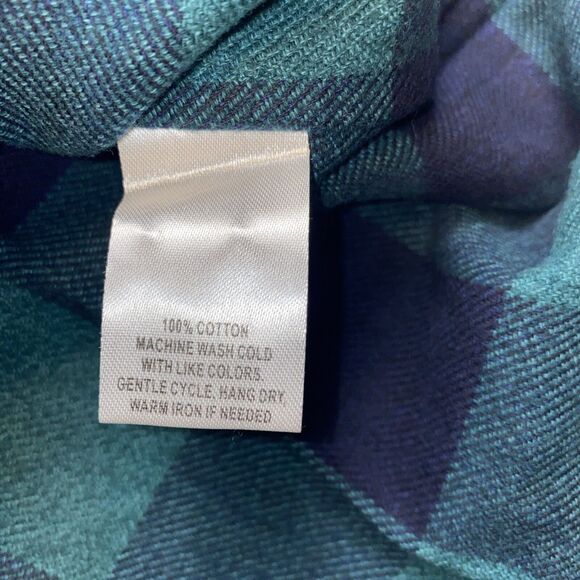 NWT Untuckit Women’s Size 2 Secoli Flannel Shirt Green Blue Plaid Button-Up Long - Picture 5 of 7